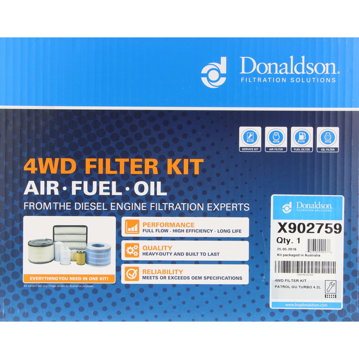 Donaldson 4x4 Filter Service Kit X902759
