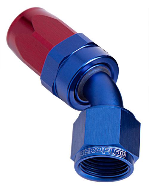 Aeroflow AF102-06 -6AN Taper Series 45 Degree Hose End Blue AF102-06