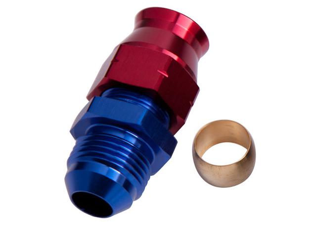 Aeroflow AF108-04 1/4" Hard Line To -4AN Male Adapter Blue W/ Olive