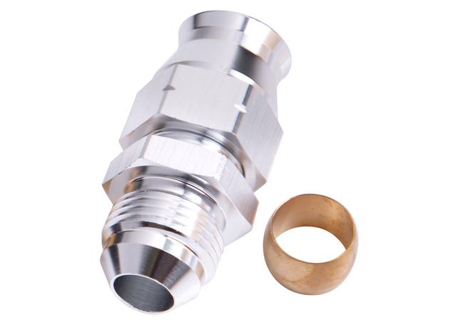 Aeroflow AF108-05S 5/16" Hard Line To -6AN Male Adapter Silver W/ Olive