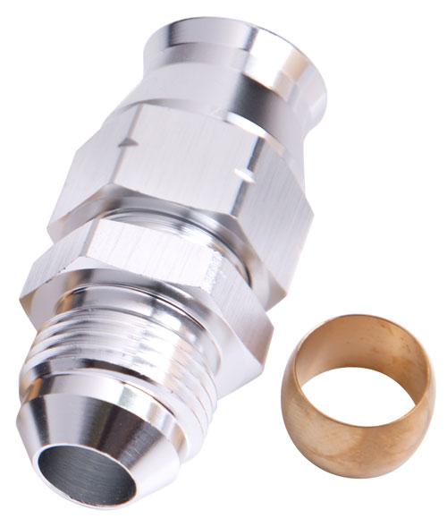 Aeroflow AF108-06S 3/8" Hard Line To -6AN Male Adapter Silver W/ Olive