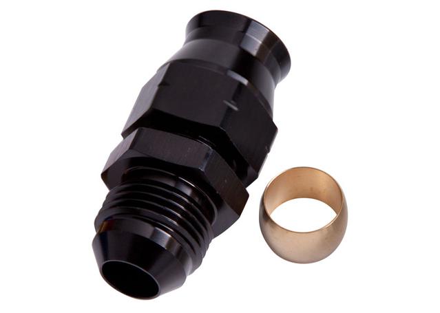 Aeroflow AF108-10BLK 5/8" Hard Line To -10AN Male Adapter Black W/ Olive