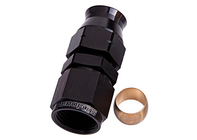 Aeroflow AF109-05BLK 5/16" Hard Line To -6AN Female Adapter Black W/ Olive