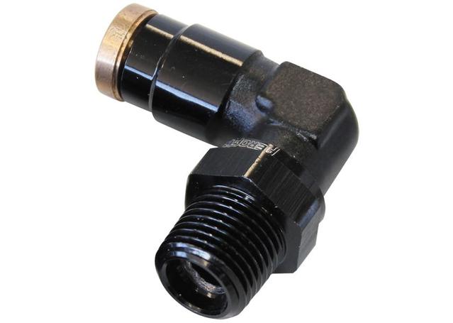 Aeroflow AF123-04BLK 1/4" Npt 90Degree To 1/4" 120 Series Nylon Black Fitting