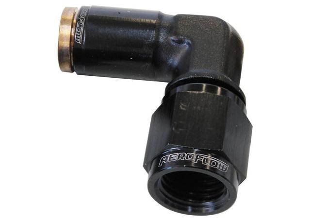 Aeroflow AF123-04-04BLK -4AN Female 90Degree To 1/4" 120 Series Black Nylon Fitting