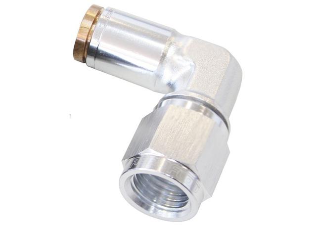 Aeroflow AF123-04-04S -4AN Female 90Degree To 1/4" 120 Series Silver Nylon Fitting