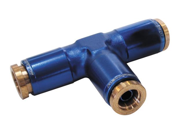 Aeroflow AF125-04 1/4" NPT Tee 120 Series Nylon Blue Fitting AF125-04