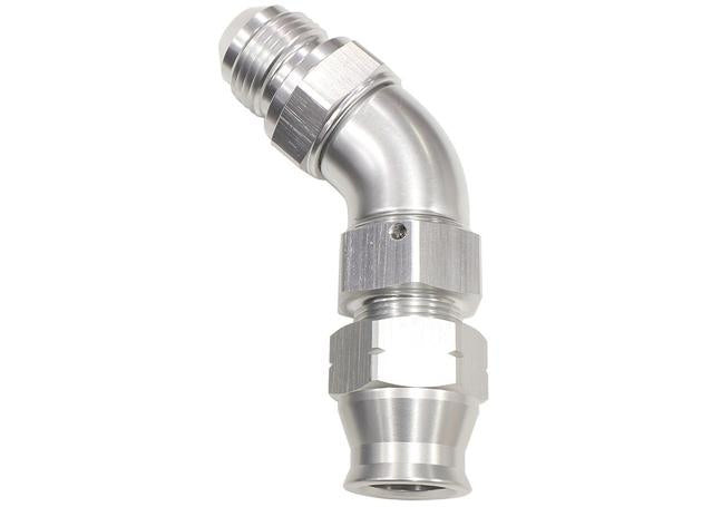 Aeroflow AF128-05S 5/16" Tube 45Deg Male -6AN Silver Swivel Nut With Olive