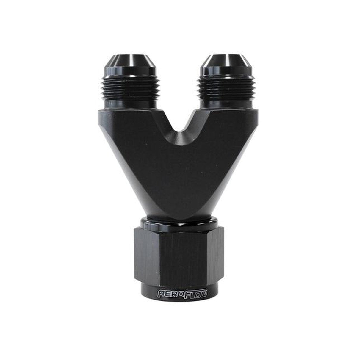 Aeroflow U-Block Female -10 To 2 X -8AN Male Nipples Straight Black