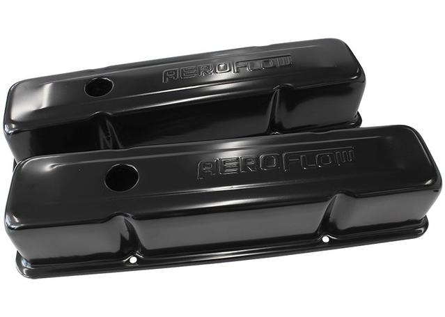 Aeroflow AF1822-5000 Valve Cover Tall Black With Logo Fits Chev 283-350 SBC