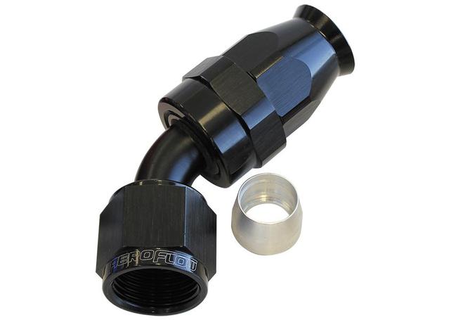 Aeroflow AF202-03DBLK Alloy 45 Deg Hose End -3AN Black Swivel Nut Suits Teflon AF202-03DBLK