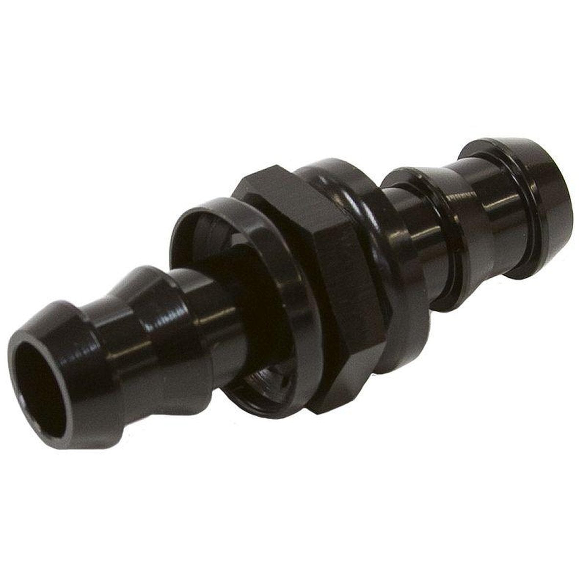 Aeroflow AF410-08-06BLK -6 To -8 Push Lock Barb Joiner Black 3/8" To 1/2"Male To Male