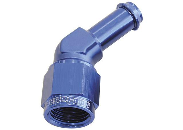 Aeroflow AF412-06 Female -6AN 45Deg To 3/8" Barb Blue Swivel Nut