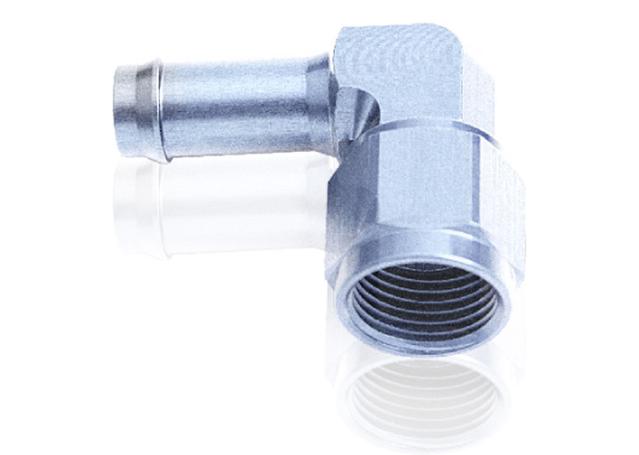 Aeroflow AF413-08S Female -8AN 90Deg To 1/2" Barb Silver Swivel Nut