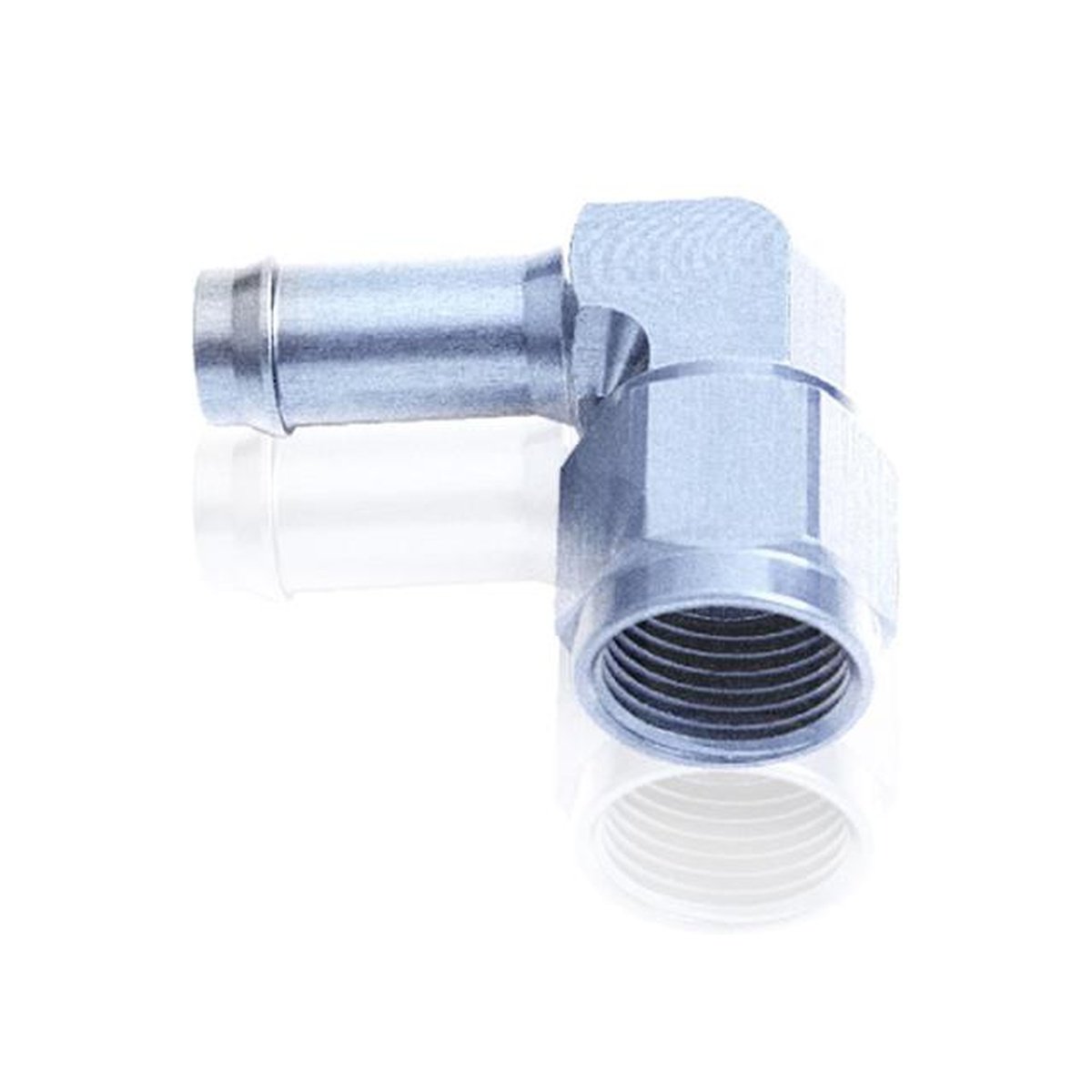 Aeroflow AF413-06S Female -6AN 90Deg To 3/8" Barb Silver Swivel Nut