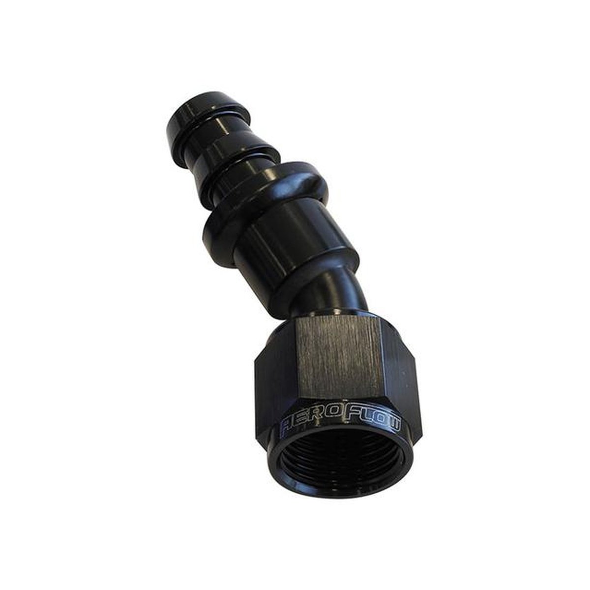 Aeroflow AF417-06BLK 30 Deg Push Lock End -6AN Black No Clamp Required AF417-06BLK