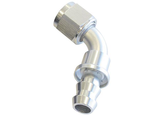 Aeroflow AF418-08S 60 Deg Push Lock End -8AN Silver No Clamp Required AF418-08S