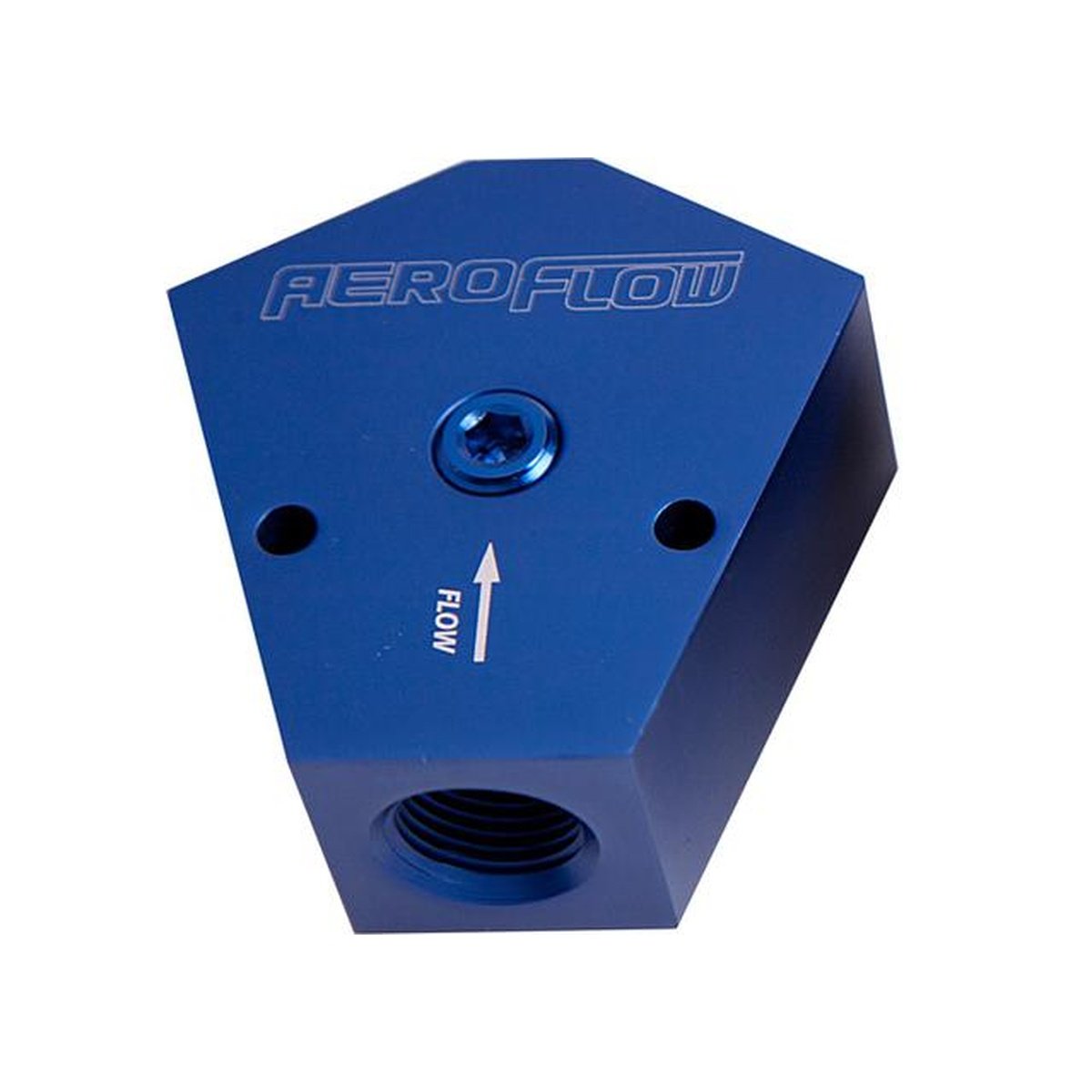 Aeroflow AF451-08 Fuel Block 3/8 - 3/8 In - Out Blue 1/8" Npt Port
