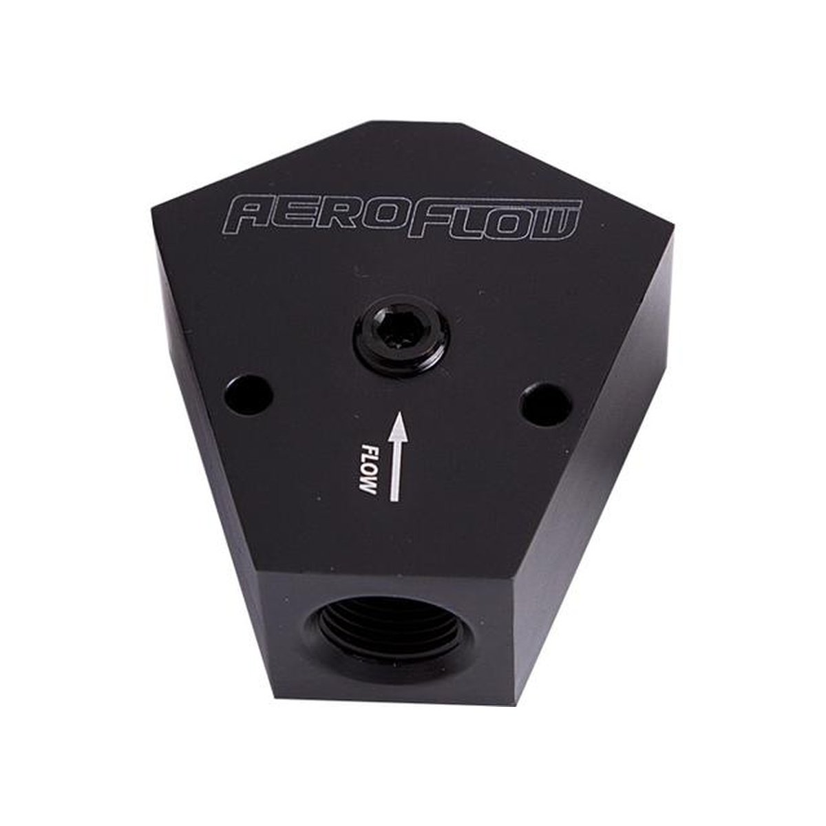 Aeroflow AF451-12BLK Fuel Block 3/4"- 3/4" In - Outblack 1/8" Npt Port & Mount