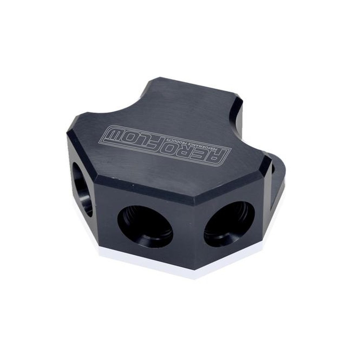 Aeroflow AF454-10-08BLK Y Block 4 Port Distribution Black 3X -8ORB 1X -10ORB Inlet