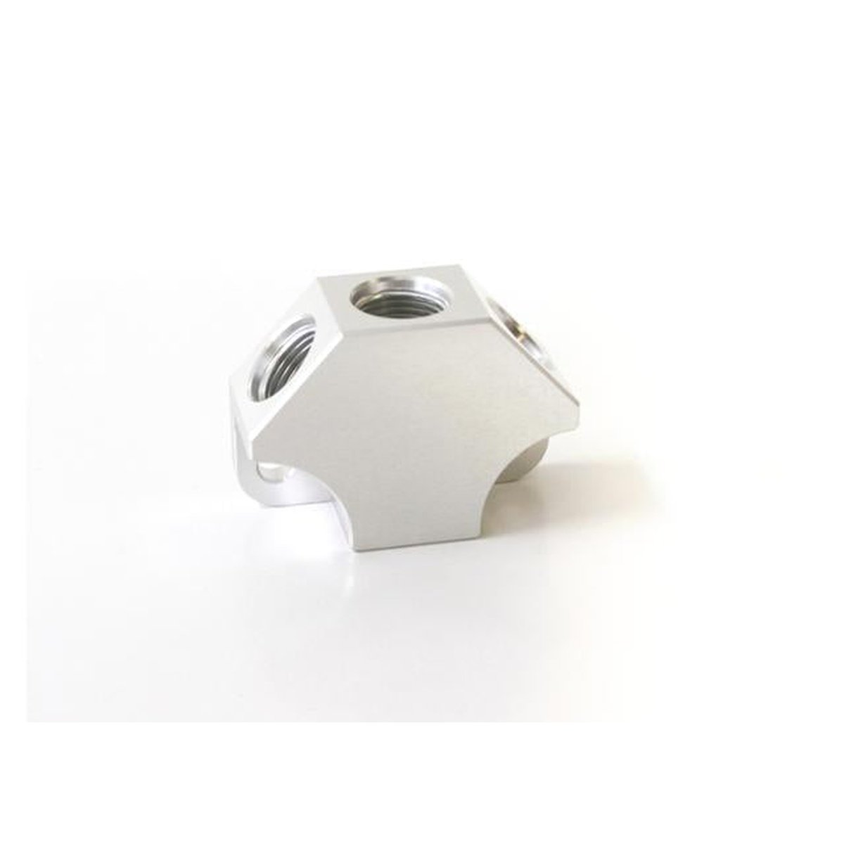 Aeroflow AF454-10-08S Y Block 4 Port Distribution Silver 3X -8ORB 1X-10ORB Inlet