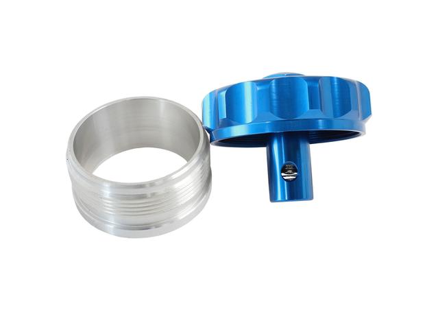 Aeroflow 2" Alum Weld Bung And Cap Raw Weld On / Blue Cap