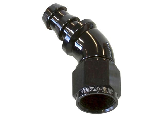 Aeroflow AF512-04BLK -4AN 45 Black Full Flow Push Lock AF512-04BLK
