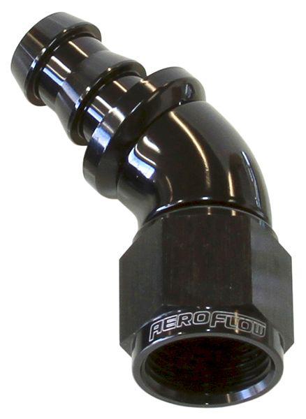Aeroflow AF512-08BLK -8AN 45 Black Full Flow Push Lock AF512-08BLK