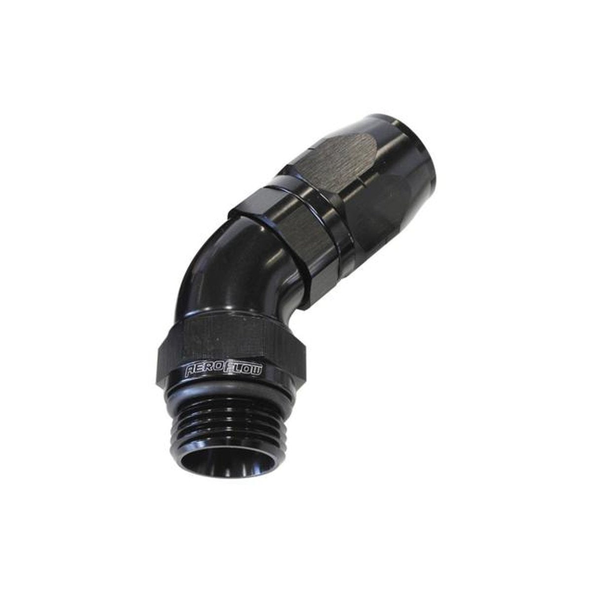 Aeroflow AF544-10-12BLK Male Hose End -12 ORB To 10 Hose full Flow Billet 45 Deg AF544-10-12BLK