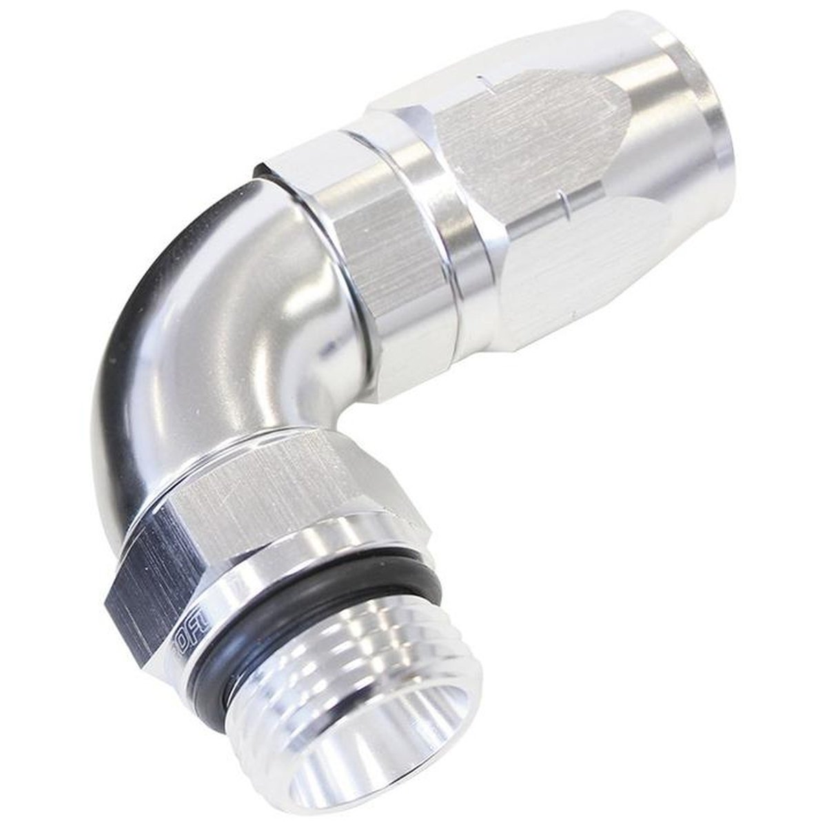 Aeroflow AF549-10-10S Male Hose End -10 ORB To -10 Hose full Flow Billet 90 Deg Silver AF549-10-10S