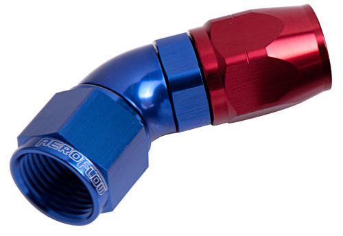 Aeroflow AF552-08 Alloy 45 Deg Hose End -8AN Blue Cutter Style Full Flow AF552-08