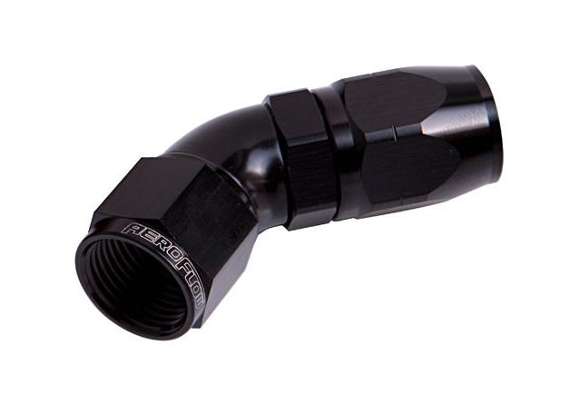 Aeroflow AF552-08-10BLK Stepped 45 Deg Hose End -8 Hose to -10AN Reducer Hose End Black AF552-08-10BLK