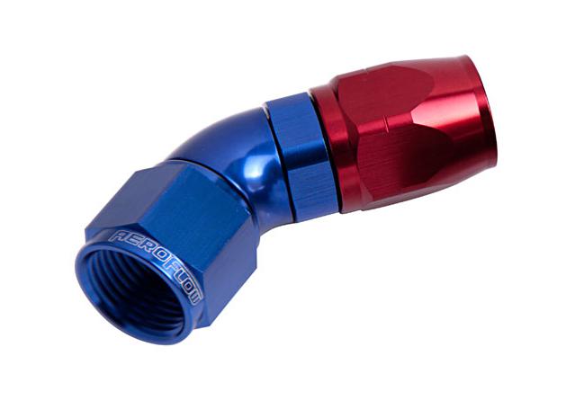 Aeroflow AF552-12 Alloy 45 Deg Hose End -12AN Blue Cutter Style Full Flow AF552-12