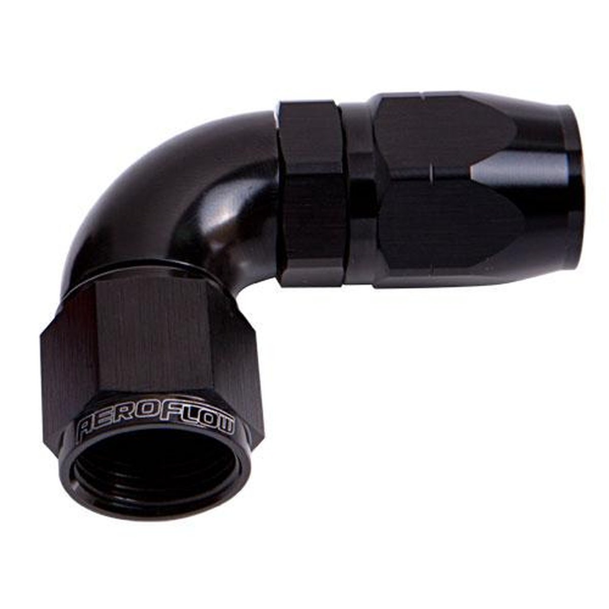 Aeroflow AF553-04BLK Alloy 90 Deg Hose End -4AN Black Cutter Style Full Flow AF553-04BLK