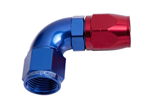 Aeroflow AF553-08-10 Stepped 90 Deg Hose End -8 Hose to -10AN Reducer Hose End Blue AF553-08-10
