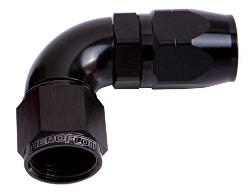 Aeroflow AF553-06BLK Alloy 90 Deg Hose End -6AN Black Cutter Style Full Swivel AF553-06BLK
