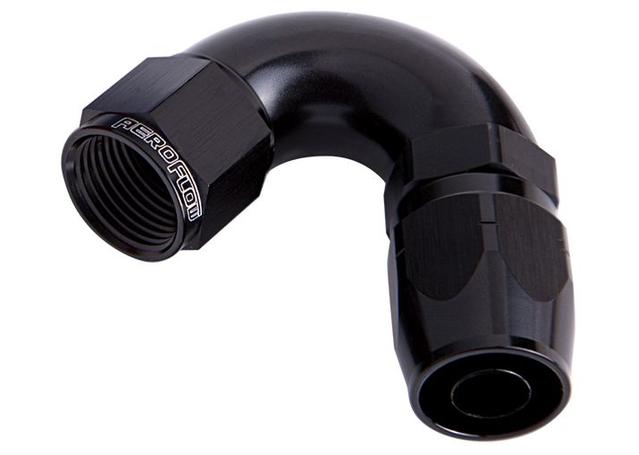Aeroflow AF554-10BLK Alloy 120 Deg Hose End -10AN Black Cutter Style Full Flow AF554-10BLK