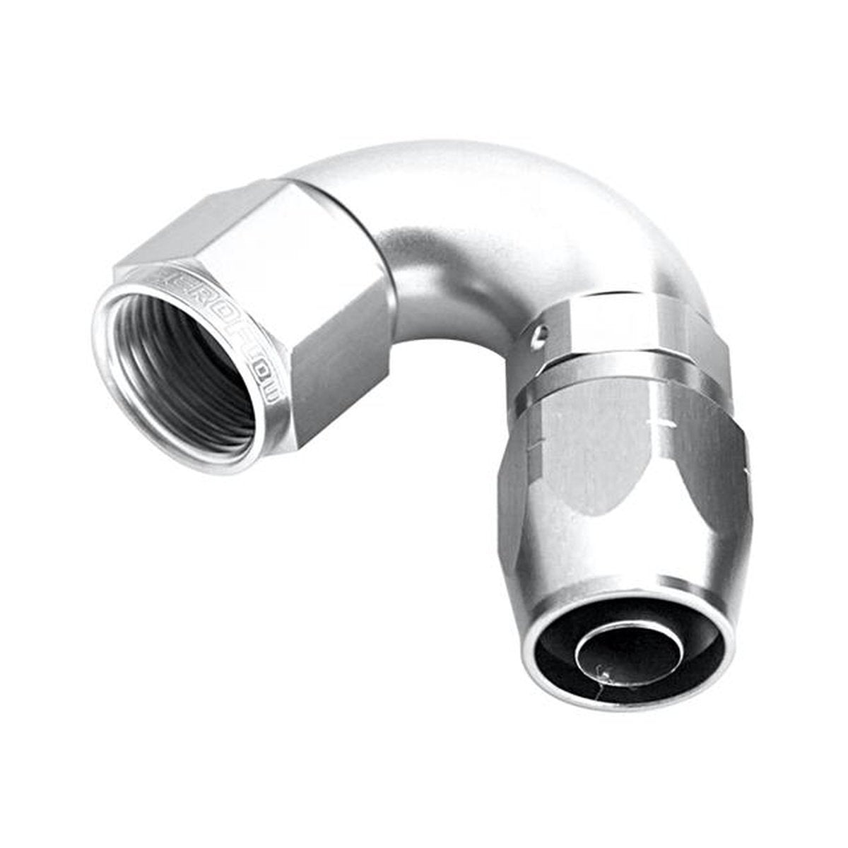 Aeroflow AF554-06S Alloy 120 Deg Hose End -6AN Silver Cutter Style Full Flow AF554-06S