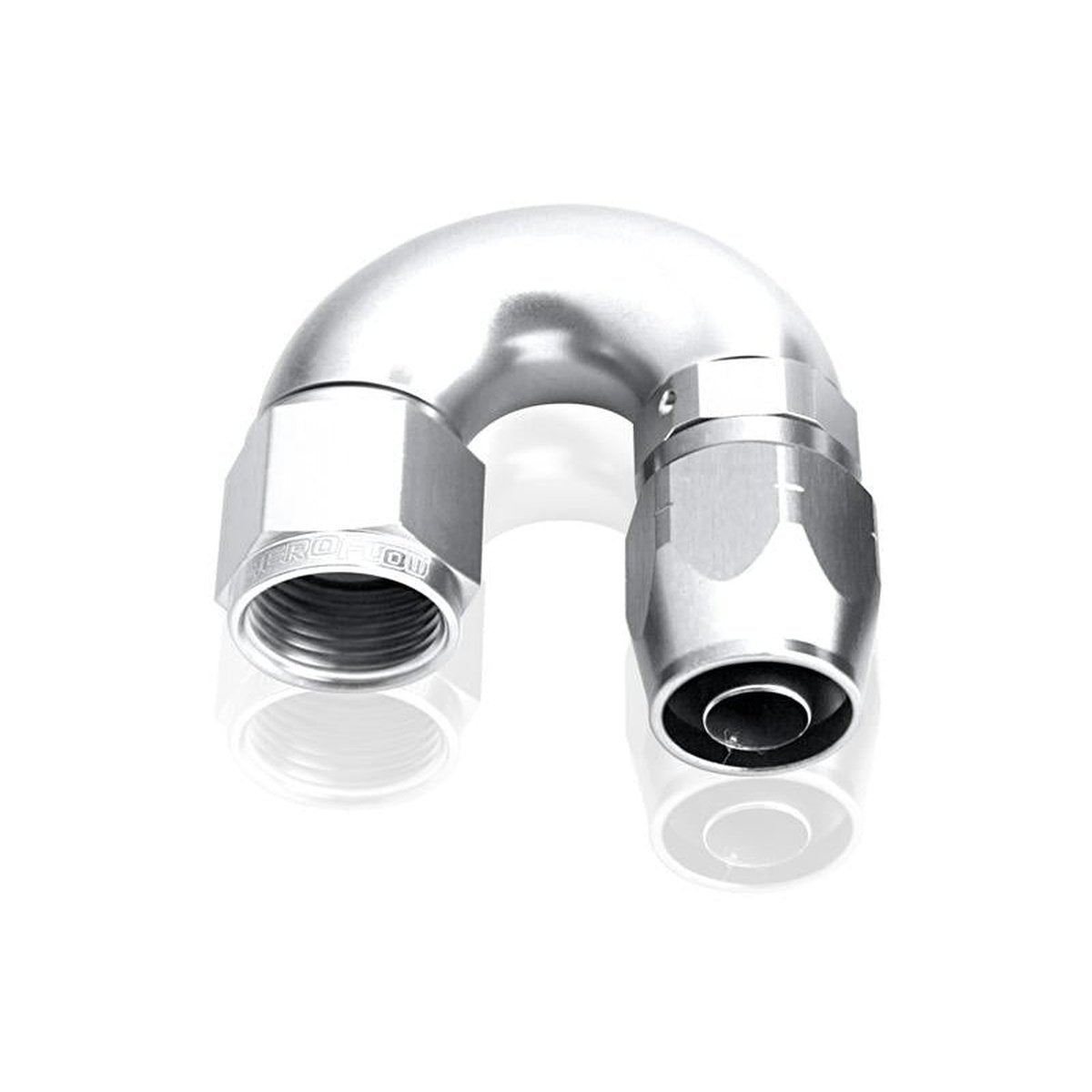 Aeroflow AF556-06S Alloy 180 Deg Hose End -6AN Silver Cutter Style Full Flow AF556-06S
