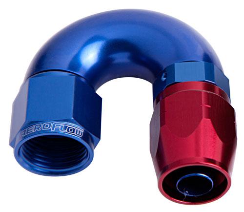 Aeroflow AF556-10 Alloy 180 Deg Hose End -10AN Blue Cutter Style Full Flow AF556-10