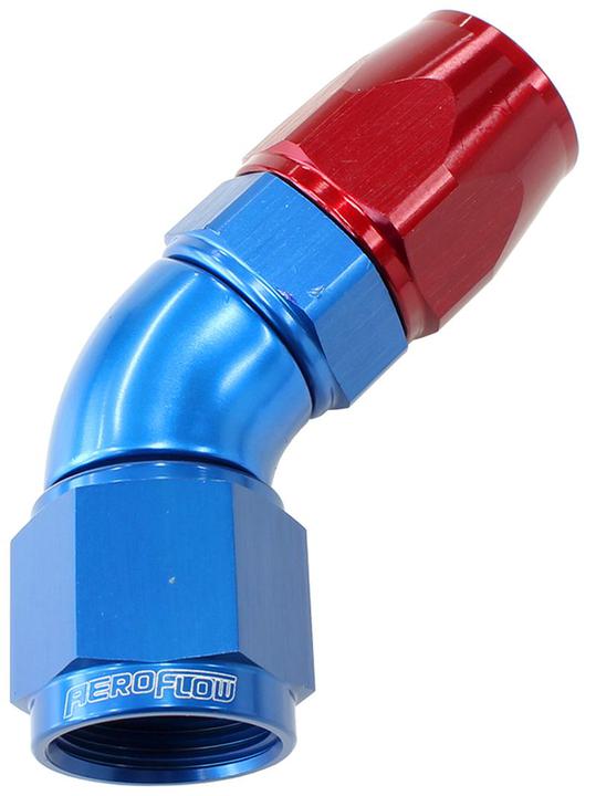 Aeroflow AF572-06D 45 Deg -6AN Full Flow Teflon Hose End Blue 1 Piece FullFlow AF572-06D