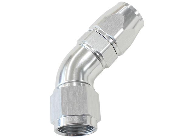 Aeroflow AF572-08DS 45 Deg -8AN Full Flow Teflon Hose End Silver 1 Piece Fullfl AF572-08DS