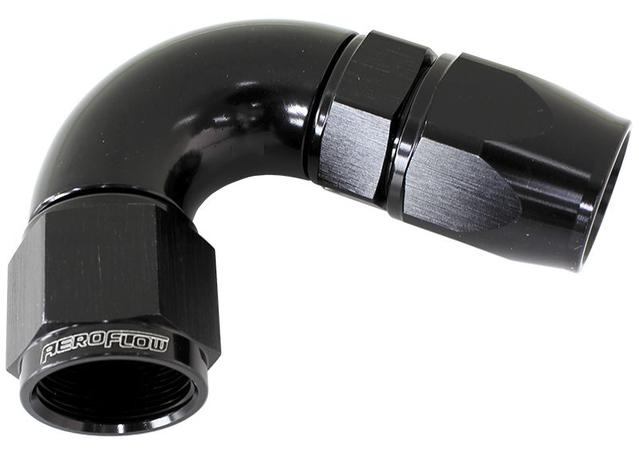 Aeroflow AF574-12DBLK 120 Deg -12AN Full Flow Teflon Hose End Black 1 Piece Fullflo AF574-12DBLK