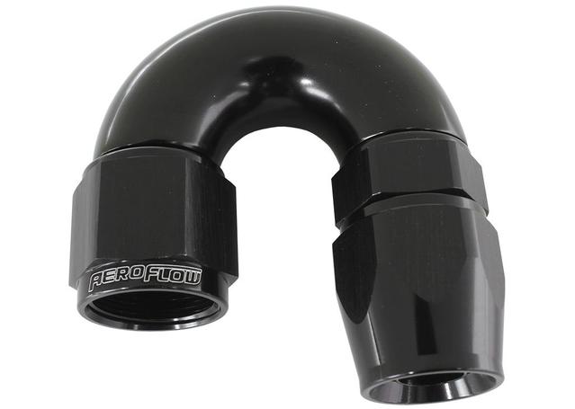 Aeroflow AF576-04DBLK 180 Deg -4AN Full Flow Teflon Hose End Black 1 Piece Fullflo AF576-04DBLK