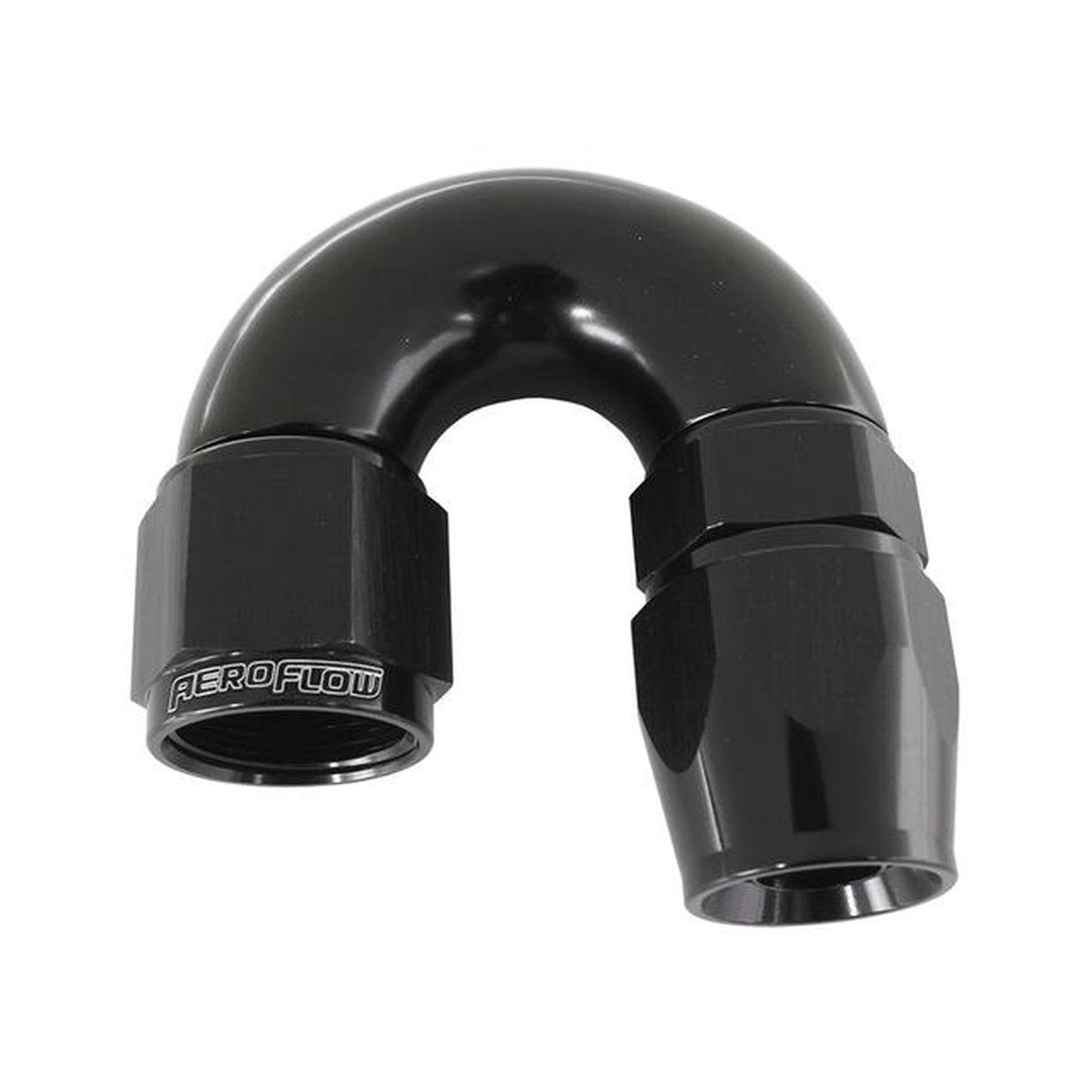 Aeroflow AF576-08DBLK 180 Deg -8AN Full Flow Teflon Hose End Black 1 Piece Fullflo AF576-08DBLK