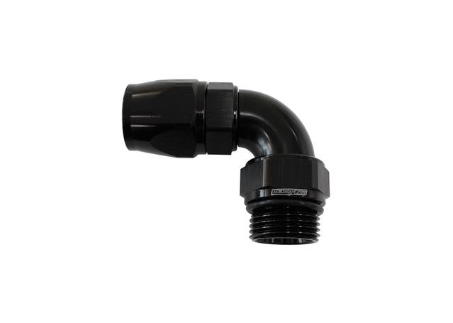 Aeroflow Male -10ORB To -10AN Teflon Full Flow Billet Black 90Degree