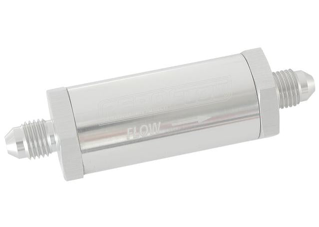 Aeroflow AF607-04S -4AN Inline Fuel & Oil Filter Silver 30 Micron Washable