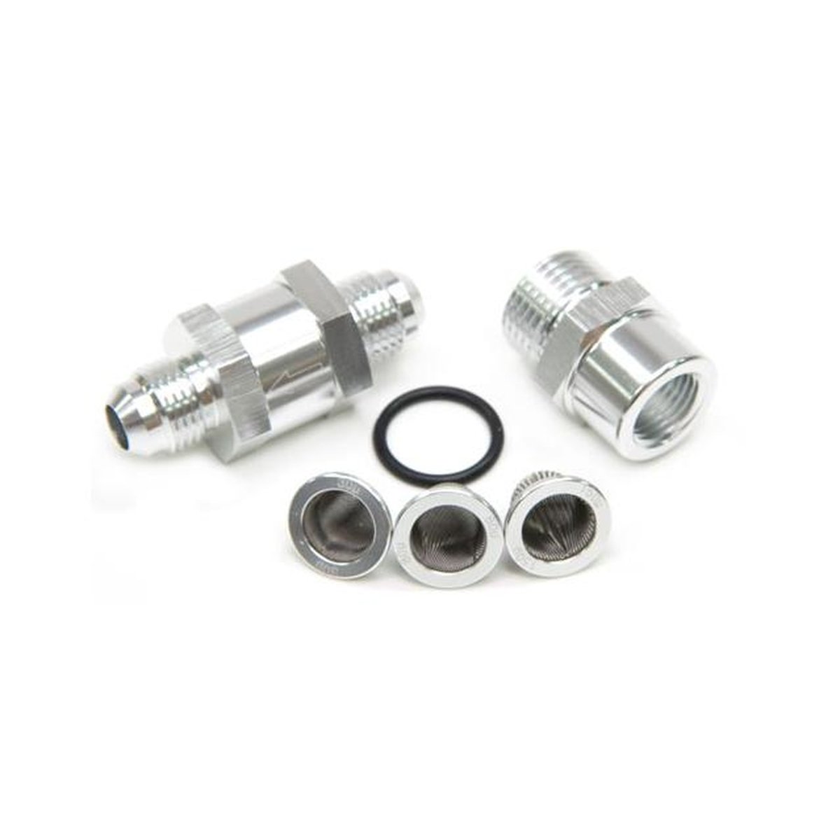 Aeroflow AF608-08S -8AN Inline Fuel & Oil Filter Silver 3x Filter 30,80,150 Micron