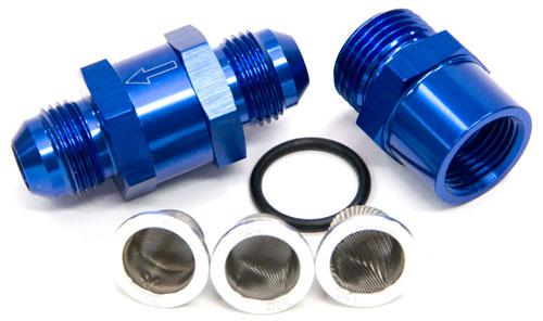Aeroflow AF608-08 -8AN Inline Fuel & Oil Filter Blue 3x Filter 30,80,150 Micron