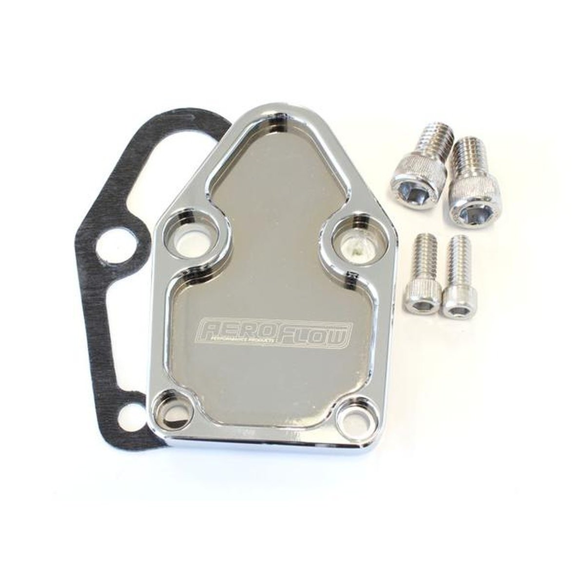 Aeroflow AF64-2028C Billet Fuel Pump Block Off Plate Chrome Suits SBC